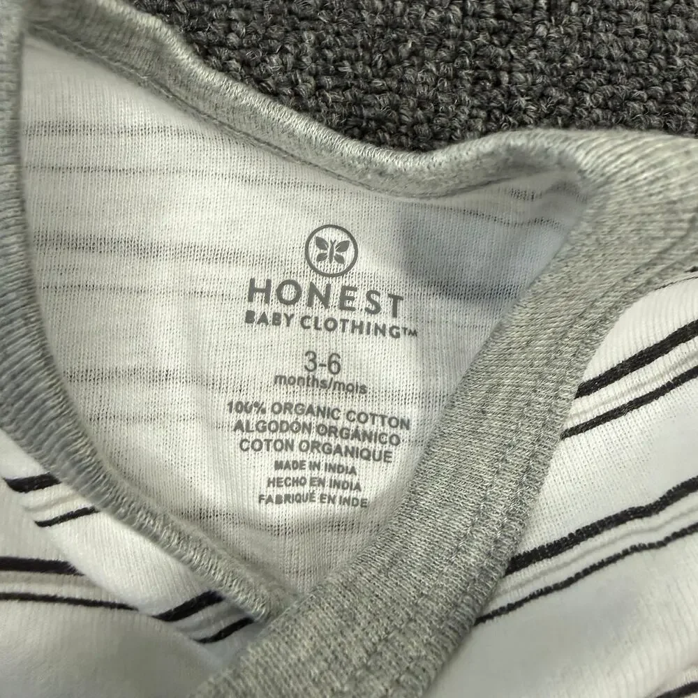 Honest Baby Toddler One Piece Snap Button Longsleeve Grey Set of 3 Nwt 3-6 Mos